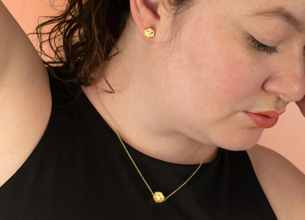 Jewel Geo Necklace - Cold Gold