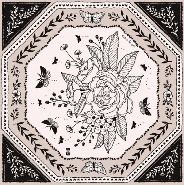 Black & White Floral Moth Bandana