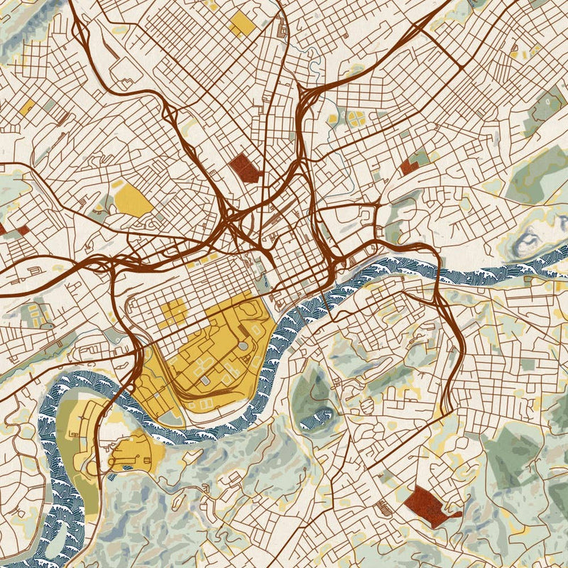 Knoxville TN Map Print - 12 x 18