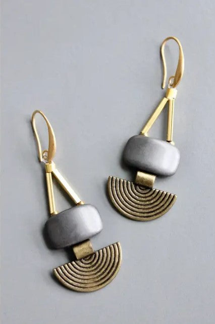 Art Deco Hematite Drop Earrings