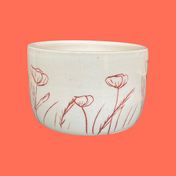 Ivory & Red Poppies Bowl - Bailey Fritz