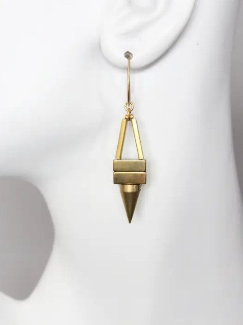 Geometric Brass Spike Earrings