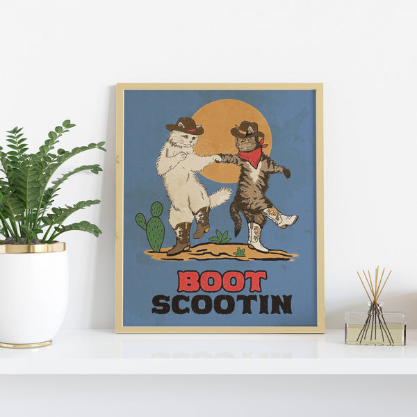 Boot Scootin Kitties Print - 8 x 10