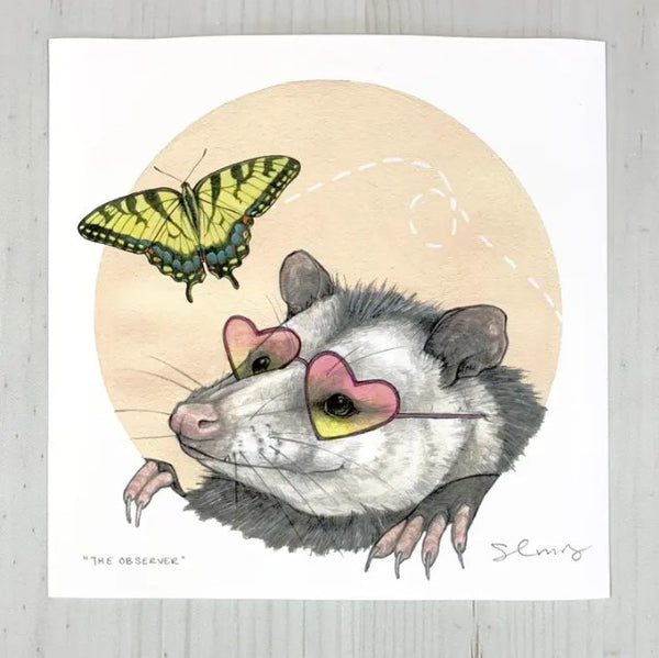 The Observer Opossum Print