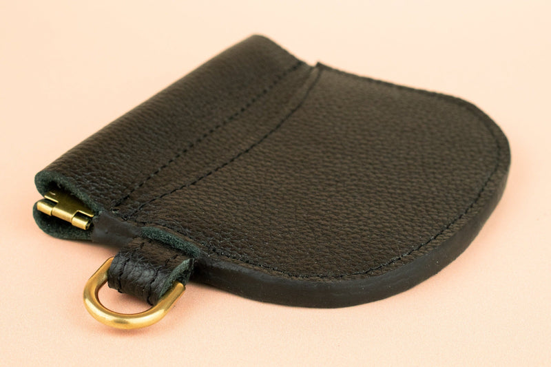Leather Pop Wallet in Black - Cold Gold