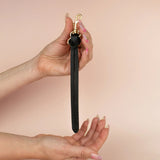 Leather Knot Keychain in Black - Cold Gold