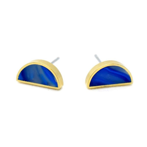 Sapphire Moon Earrings - Cold Gold