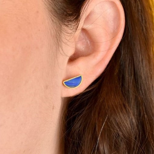 Sapphire Moon Earrings - Cold Gold