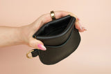 Leather Pop Wallet in Black - Cold Gold
