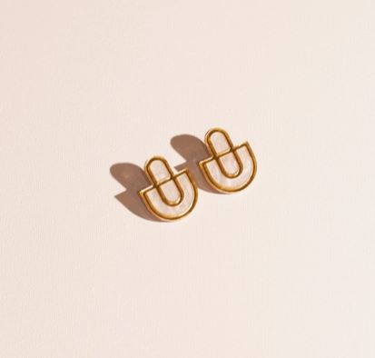 Devin No. 2 Earrings - White and Gold