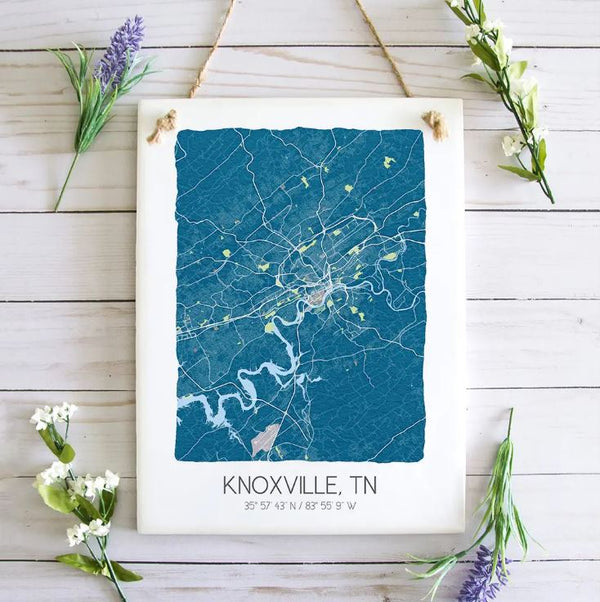 Knox Map Tile Sign - Blue