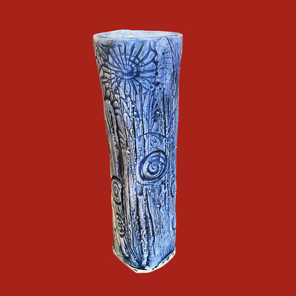 Blue Etched Vase - Cheri Pollack