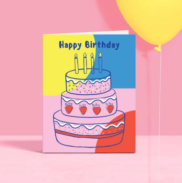 Colorblock Birthday Cake Card