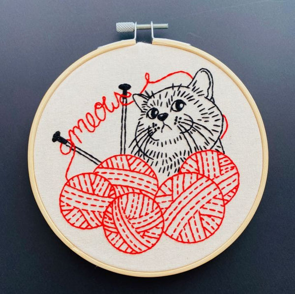 Knitting Kitten Embroidery Kit