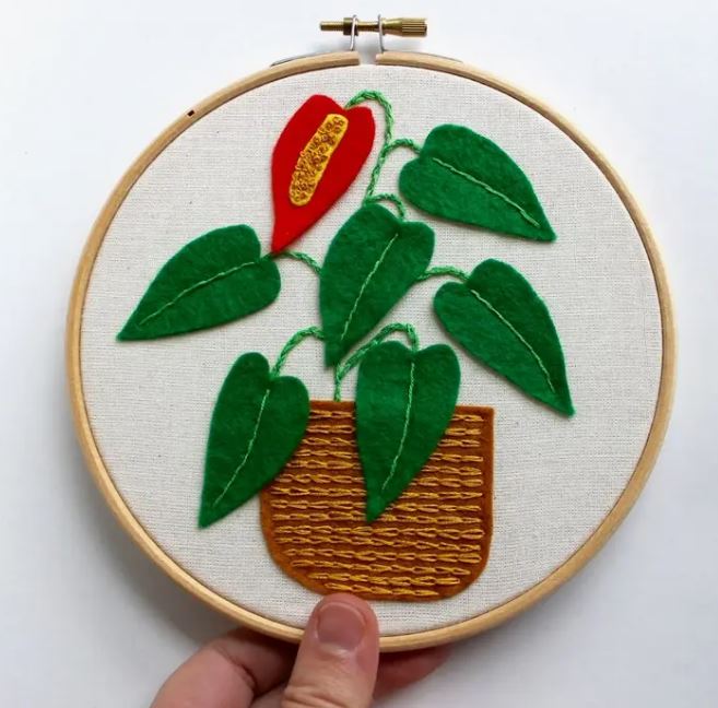 Flamingo Flower Plant DIY Embroidery Kit