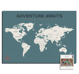 World Travel Push Pin Map (Blue) -  Prints