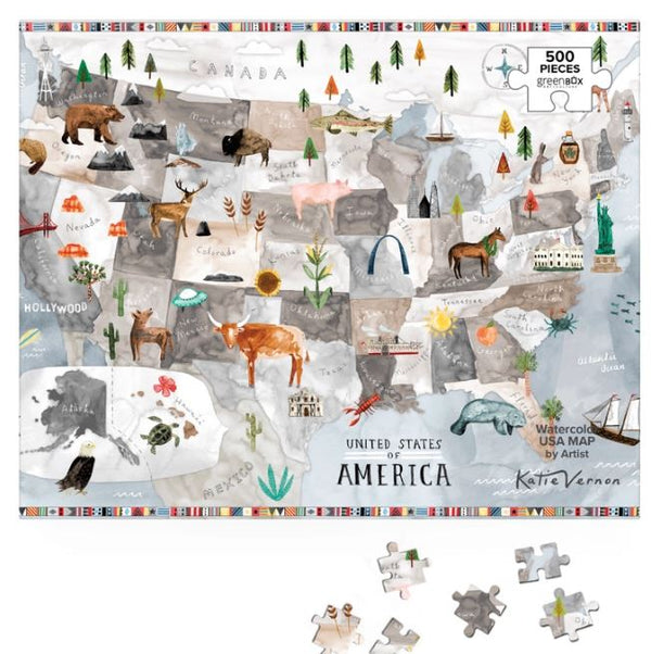 Watercolor USA Map Puzzle
