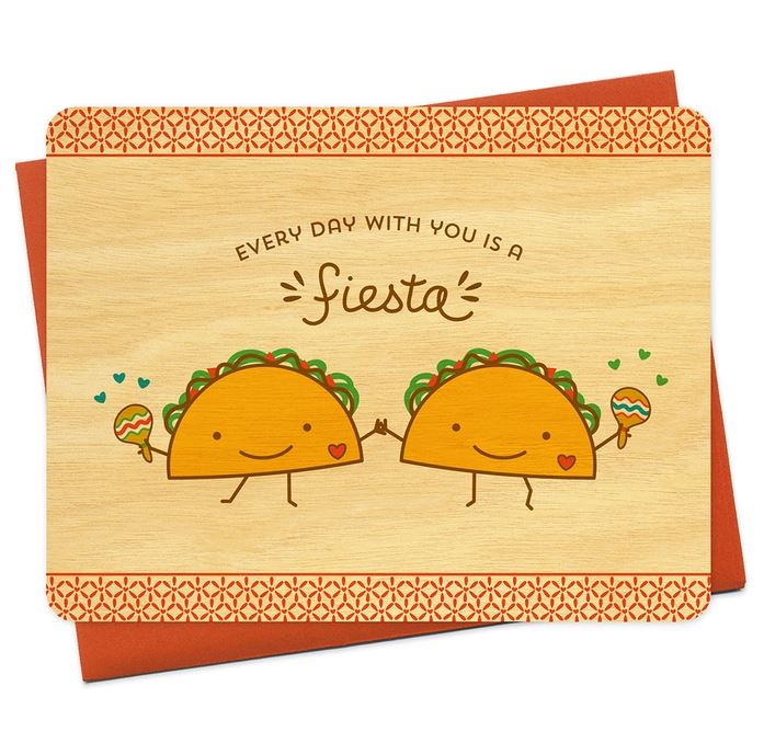 Taco Fiest Flat Wood Card - Love