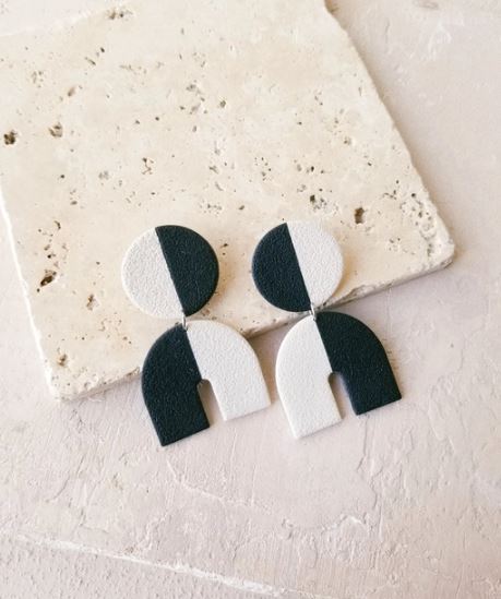 Two Tone Arch Textured Earrings