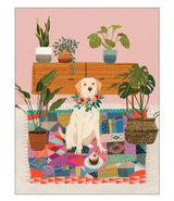 Dog with Plants Birthday Card