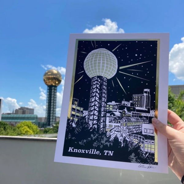 Knoxville Sunsphere (Gold Foil) Print
