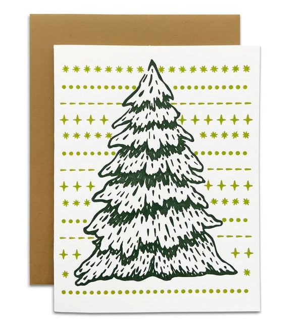 Snowy Tree Modern Folk Style Card