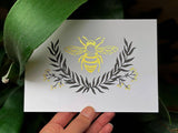 Bee Print - White w/ Gold Foil