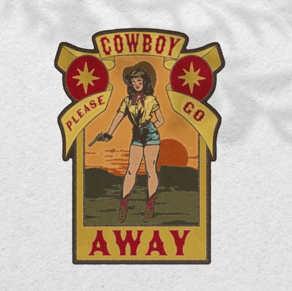Cowboy Please Go Away Sticker