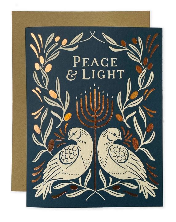 Peace & Light Hanukkah Doves Card