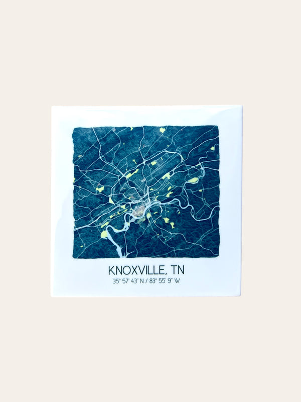 Knoxville Watercolor Map Coasters - Set of 4 (Blue)