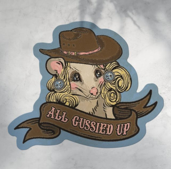 All Gussied Up Possum Sticker