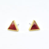 Ruby Triangle Earrings - Cold Gold