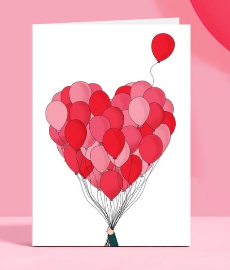 Balloon Heart Love Card