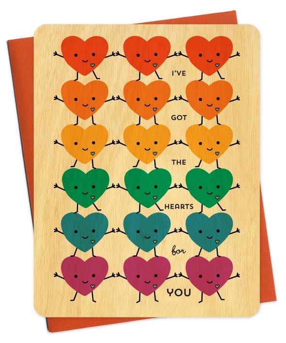 Hearts for You Flat Wood Card - Love