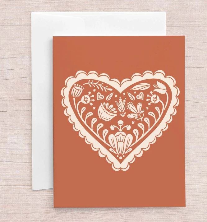 Folk Birds Heart Card