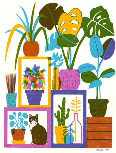 Plants & a Cat Print